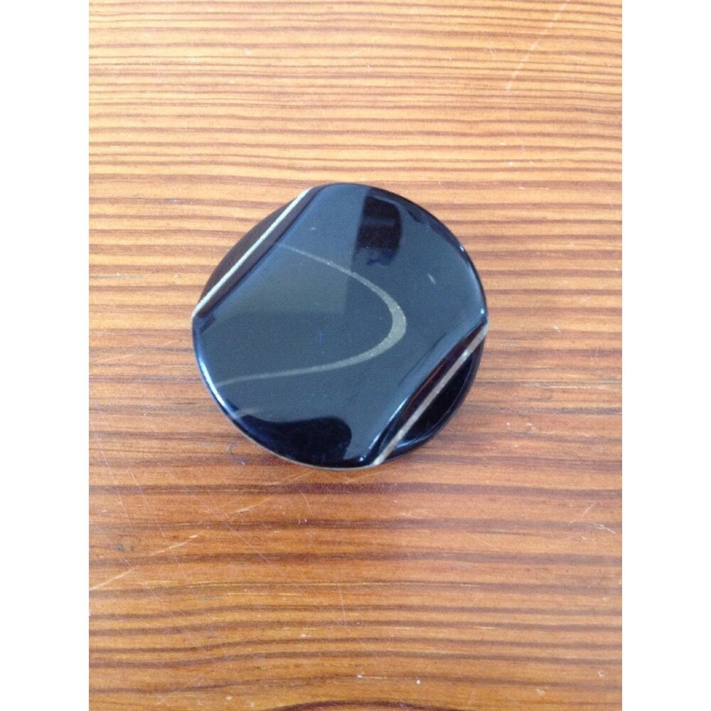 Vintage Mid Century Art Deco Gold Sparkle Swirl Black Plastic Single Button 3cm